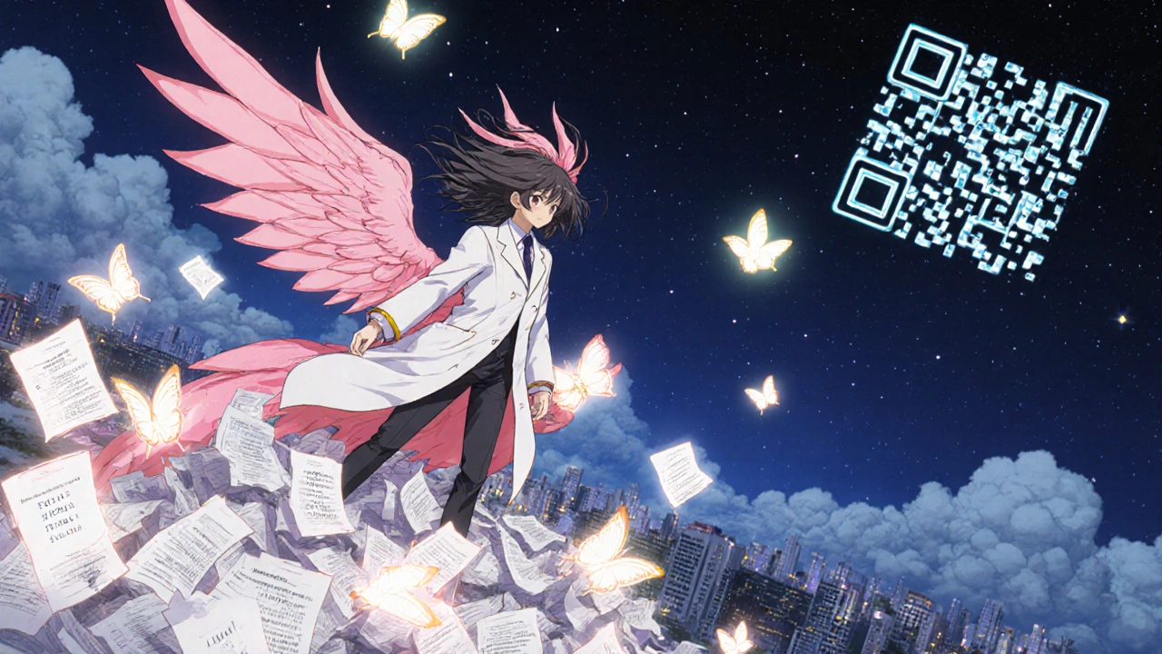 Heroic figure atop reports turning into butterflies, sending case numbers toward an FDA logo in the sky.