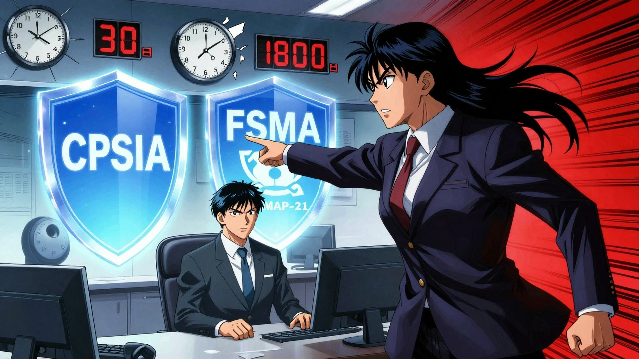 A whistleblower stands firm against a manager as legal laws shimmer like protective shields.