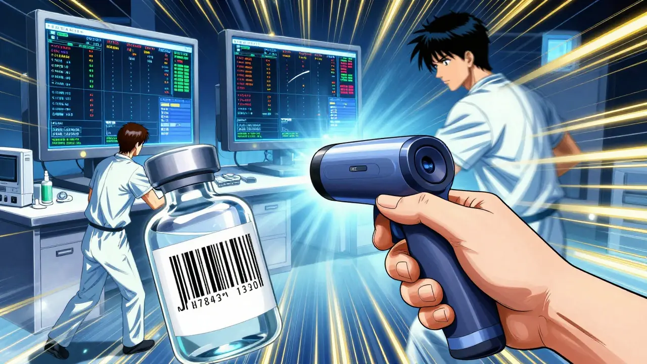 Barcode scanning and double check process for medication.