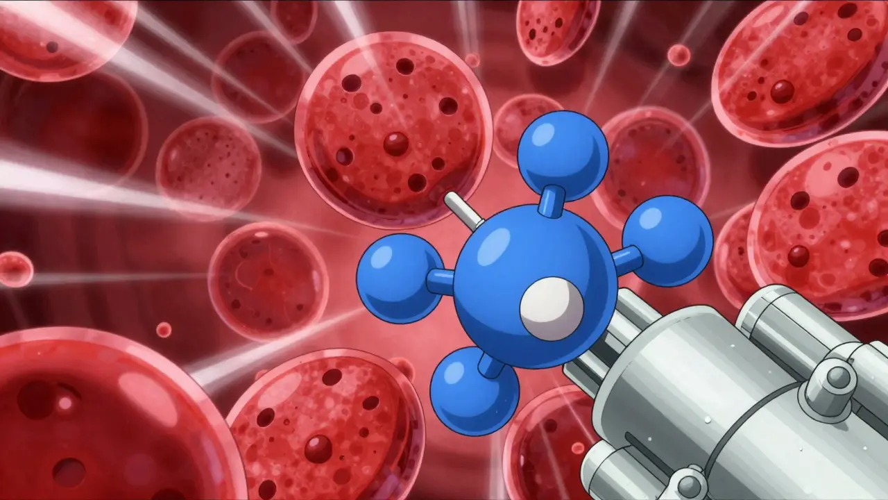 Platelets blocked by molecules in blood.